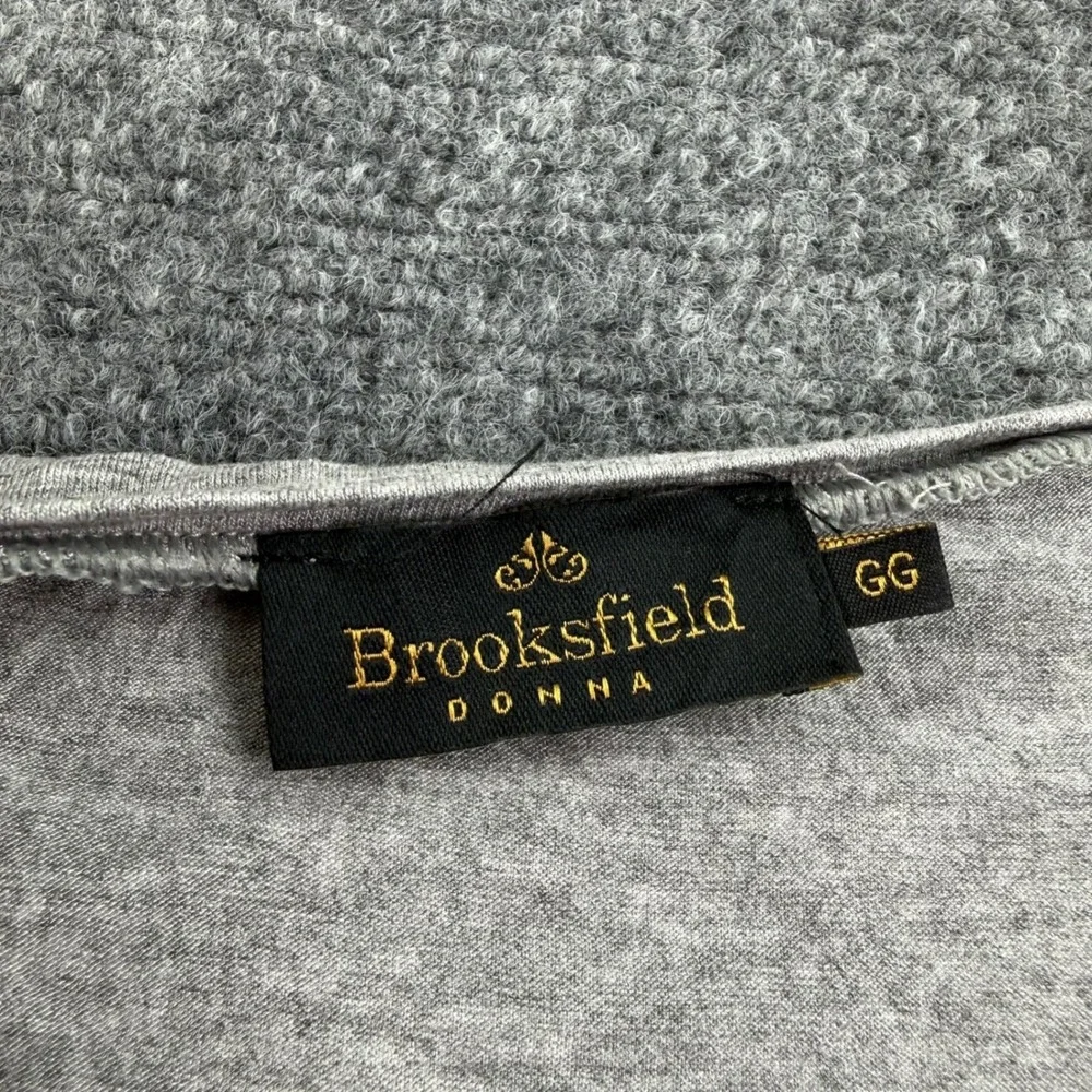 Brooksfield Donna Top GG Coral Gray V-Neck Mixed Media Sleeveless Women
